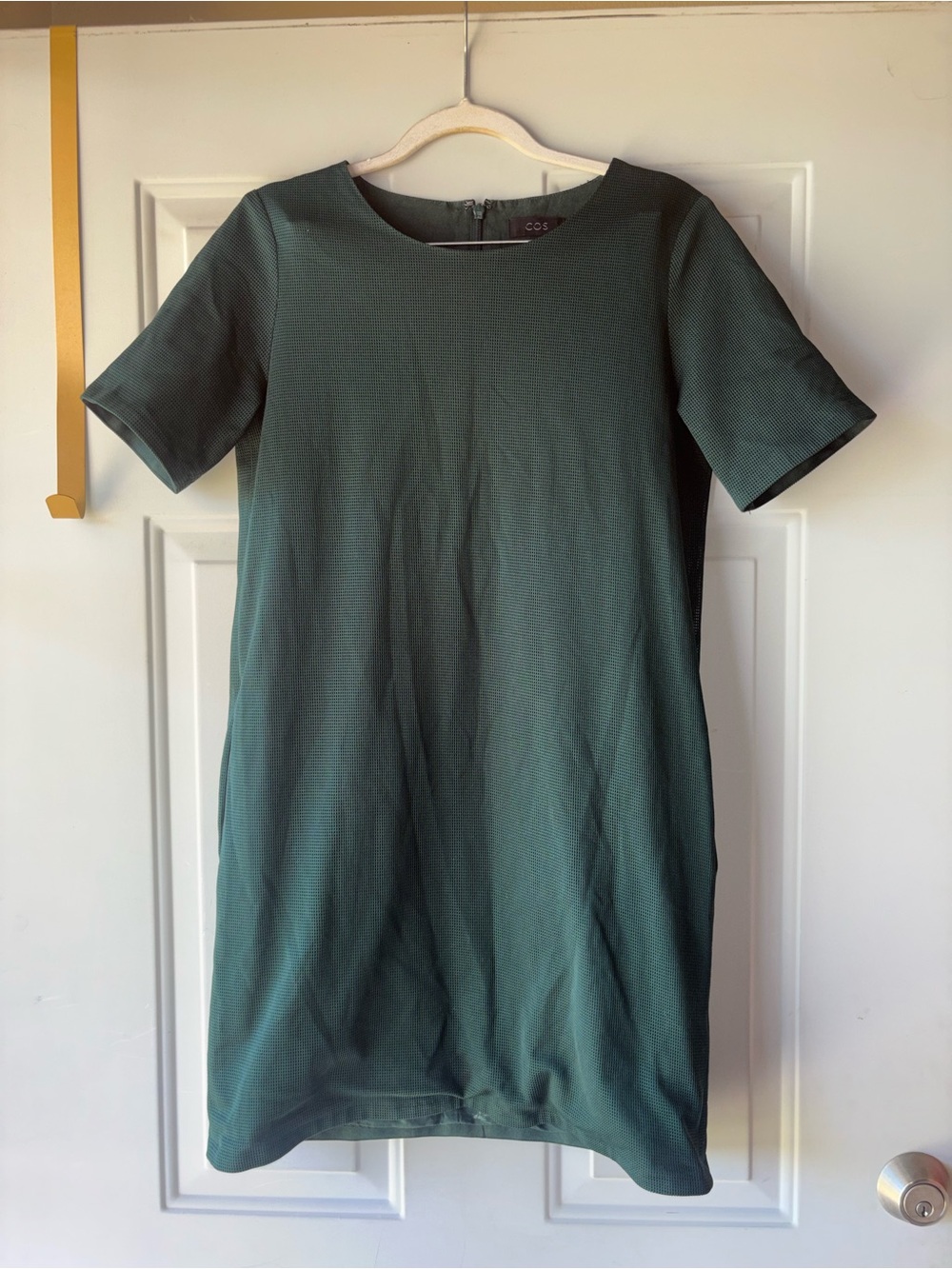 COS dark green mesh shift dress size 36 EU S US